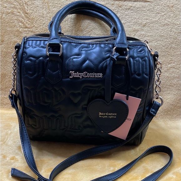 JUICY COUTURE Bag Bestsellers Fame Satchel w/ Crossbody Strap, Black Quilted NWT - Picture 1 of 5